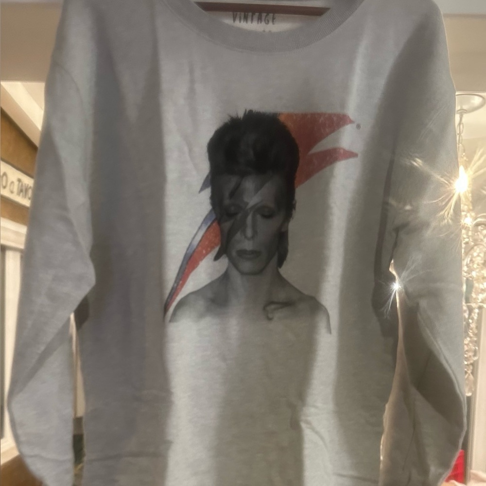 Vintage Canvas Grey David Bowie Sweatshirt Small Music Merch